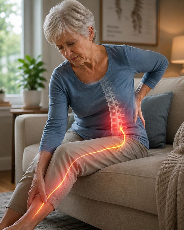 Stenosis Stenosis like in the patent can present as sciatica and or numbing of feet